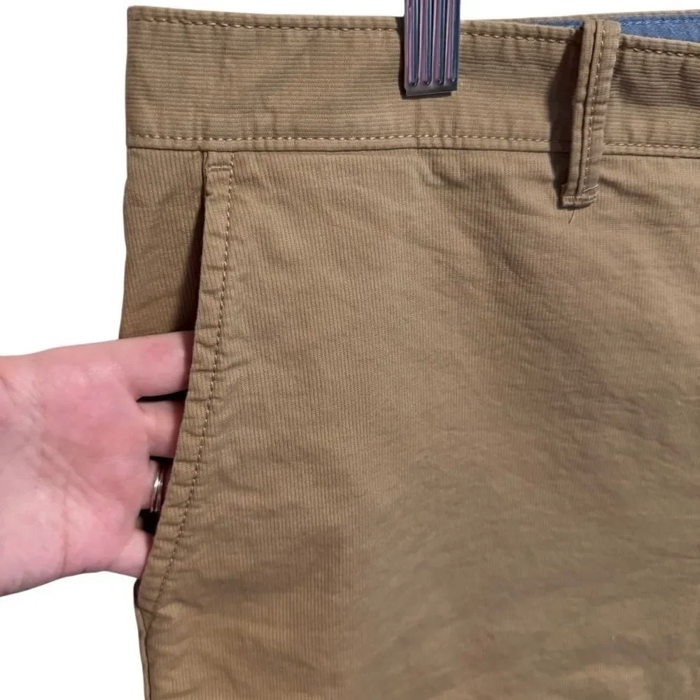 Penguin Munsingwear Shorts Men's 38 Khaki Chino Ribbed Button Zip Cotton Blend